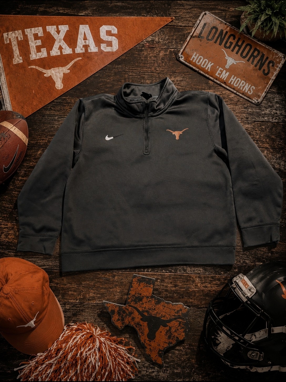 Nike Dri-FIT Texas Longhorns Quarter Zip Pullover Gray Orange Men's Medium NCAA